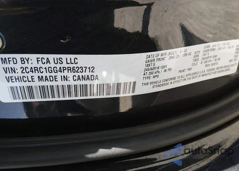 2023 Chrysler Pacifica Limited из США, поврежденный, VIN 2C4RC1GG4PR623712